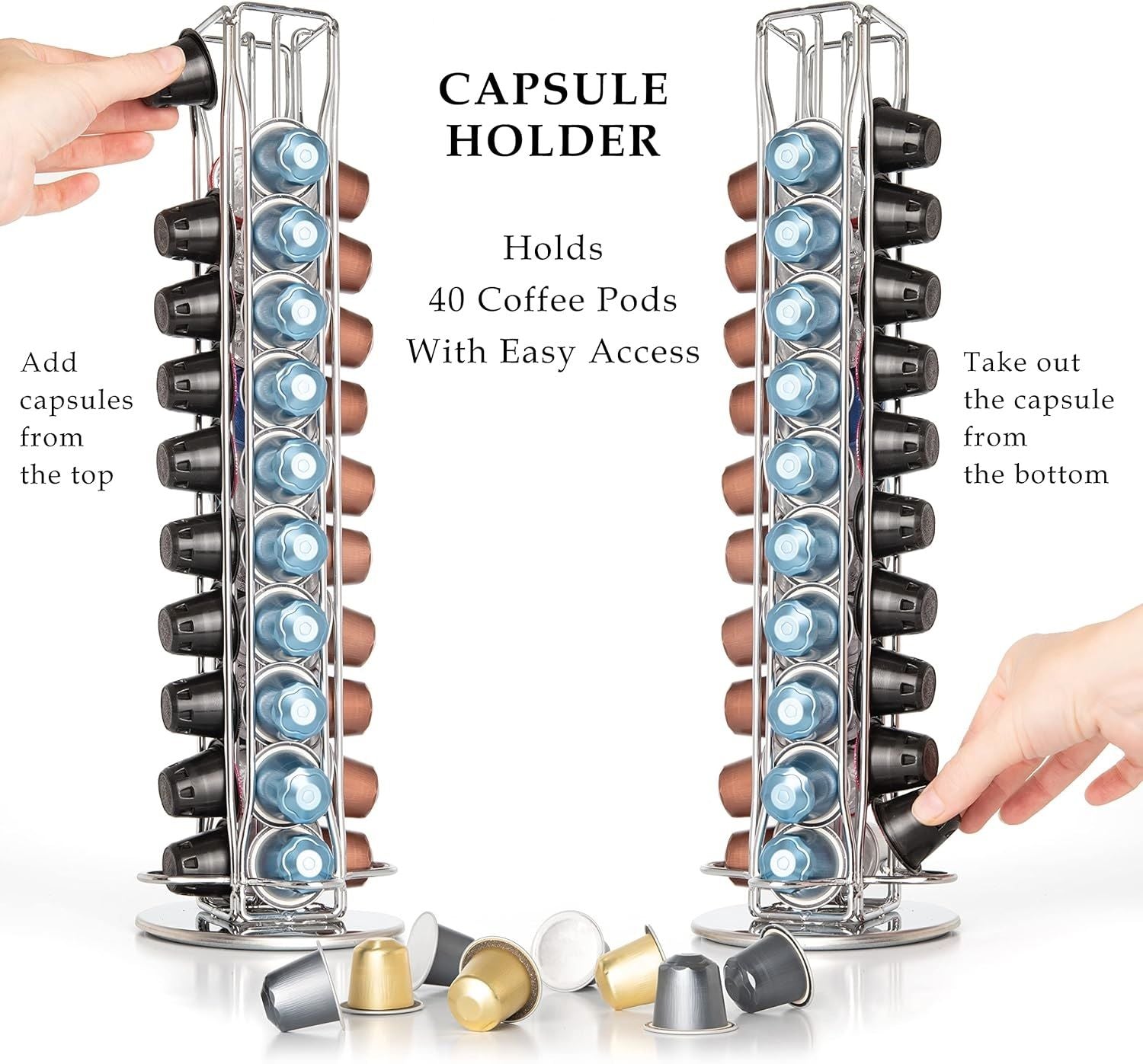 CARLA HOME Coffee Pods Holder Storage Compatible with 40 Nespresso Pods-1992735294604054532