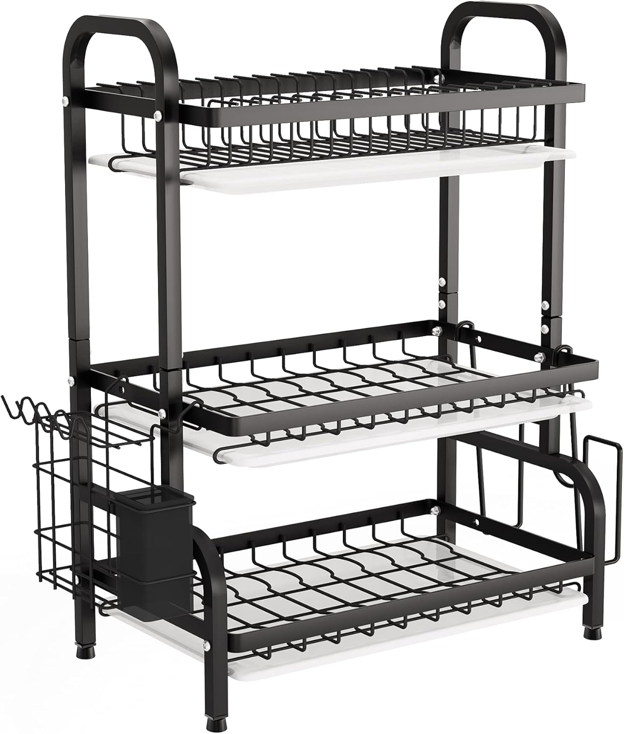 CARLA HOME Dish Drying Rack 3 Tier Large Capacity Kitchen Storage with Utensil and Cutting Board Holder-1992735288283238408