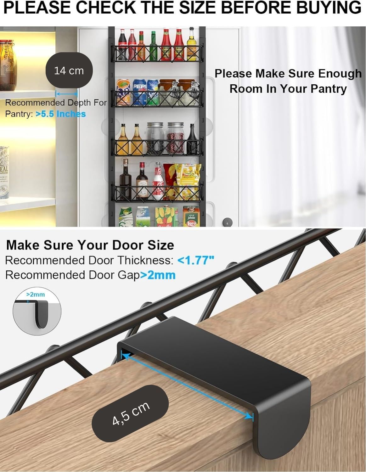 CARLA HOME 6 Tier Adjustable Baskets Over Door Pantry Organiser for Home Kitchen-1992735300773875717