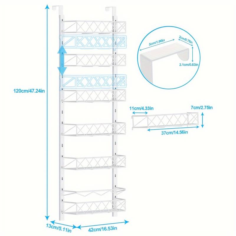 CARLA HOME 6 Tier Adjustable Baskets Over Door Pantry Organiser for Home Kitchen-1992735283900190726