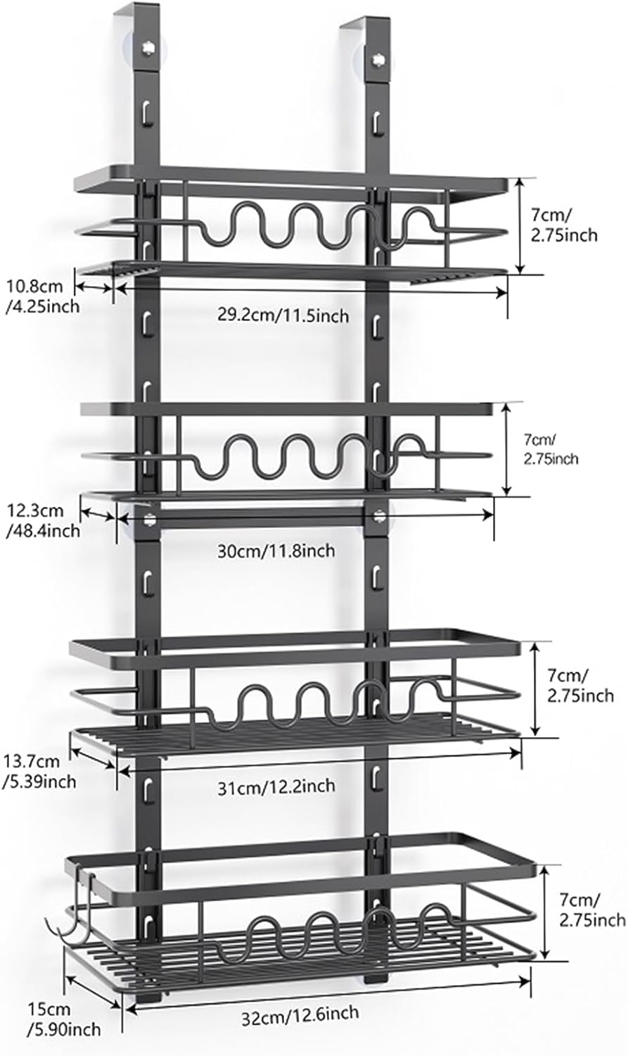 CARLA HOME 4 Tier Adjustable Baskets Over Door Pantry Organiser for Home Kitchen-1992735292326547463