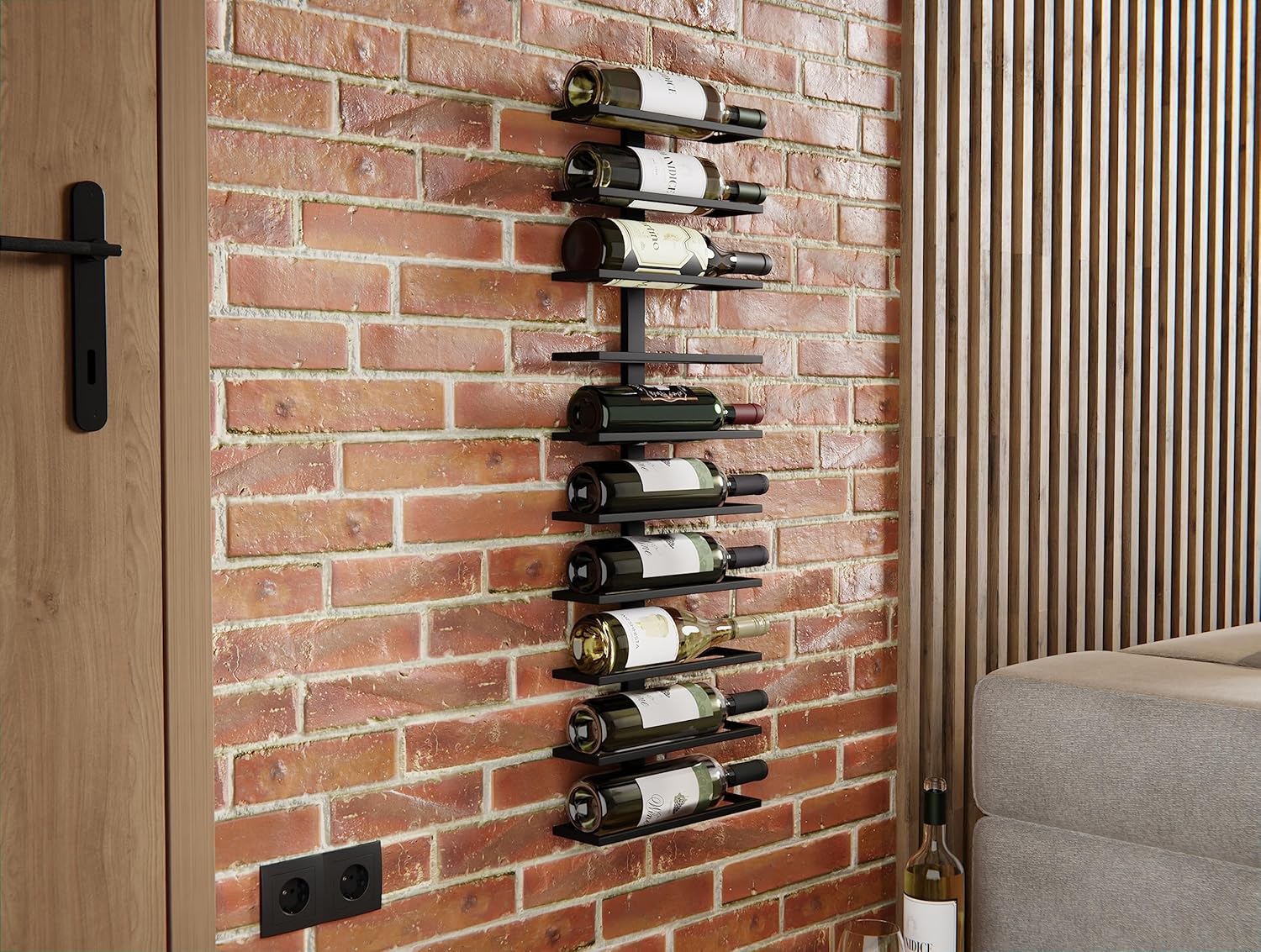 CARLA HOME Set 2 Pcs Metal Wall Mount Wine Rack for Wine Bottles, Liquor, Champagne (Holds 10 Bottles)-1978962251868147715
