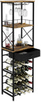 CARLA HOME Freestanding Wine Rack for 20 Bottles with Wood Countertop and Sturdy Metal Frame-1992735288069328896