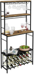 CARLA HOME Large Wine Rack for 20 Bottles with Wood Countertop and Sturdy Metal Frame-1992735289159847936