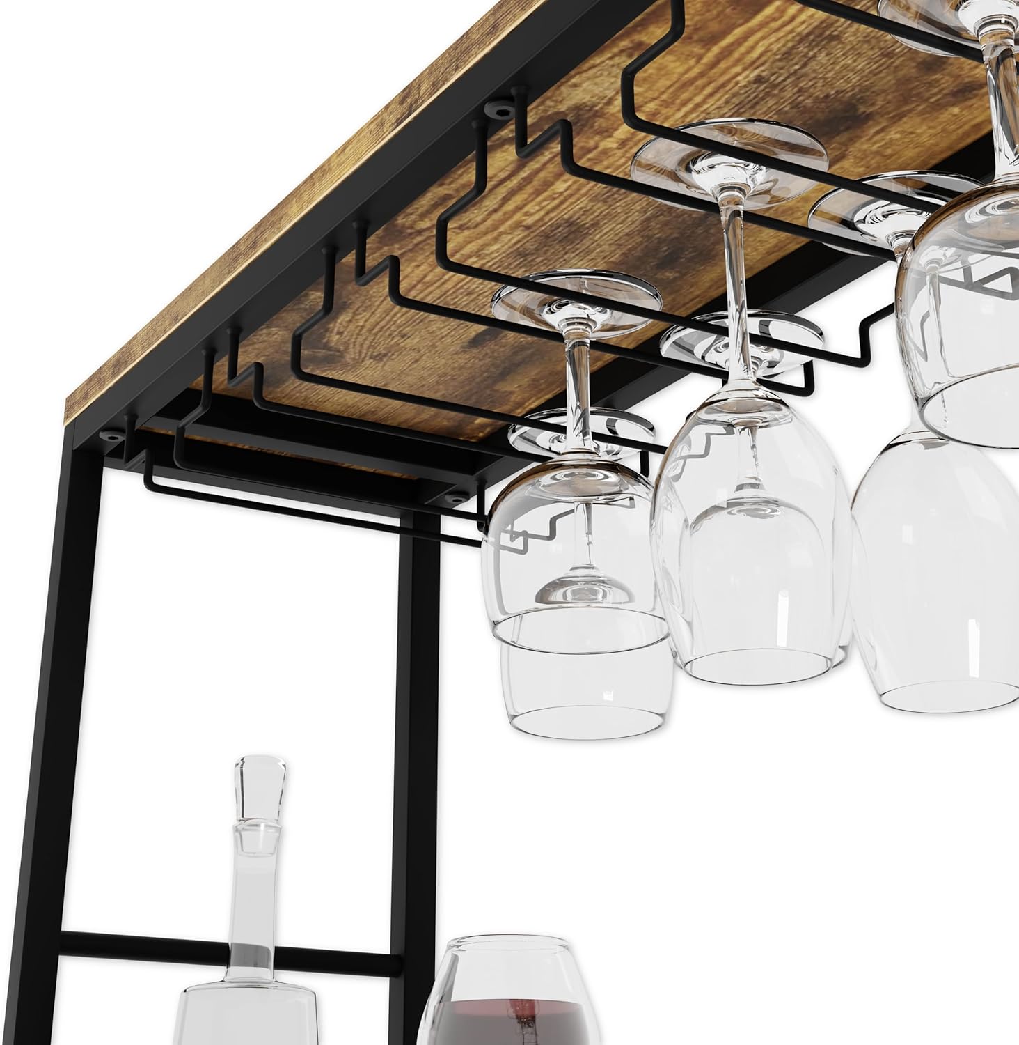 CARLA HOME Large Wine Rack for 20 Bottles with Wood Countertop and Sturdy Metal Frame-1992735289159847941