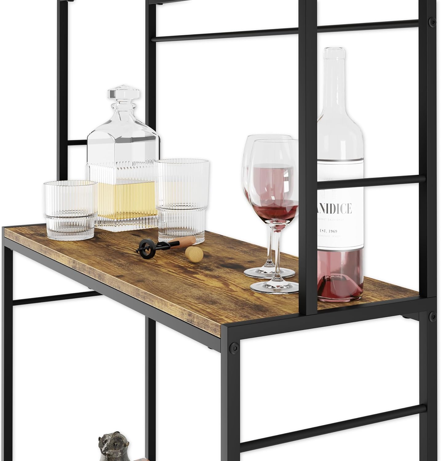 CARLA HOME Large Wine Rack for 20 Bottles with Wood Countertop and Sturdy Metal Frame-1992735289159847942