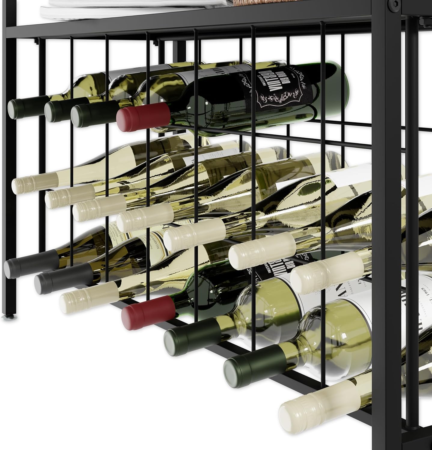 CARLA HOME Large Wine Rack for 20 Bottles with Wood Countertop and Sturdy Metal Frame-1992735289159847943