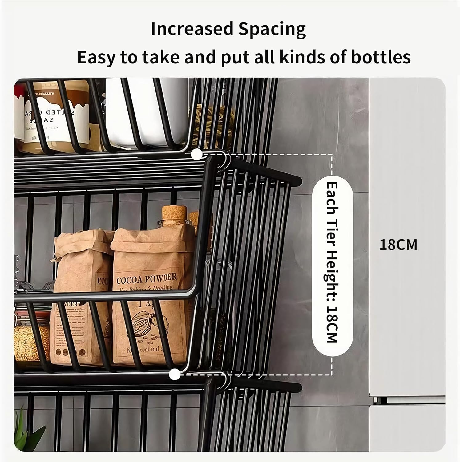 CARLA HOME Metal 5-Tier Rolling Vegetable and Fruit Basket Cart Stand for Kitchen-1992735284772605957