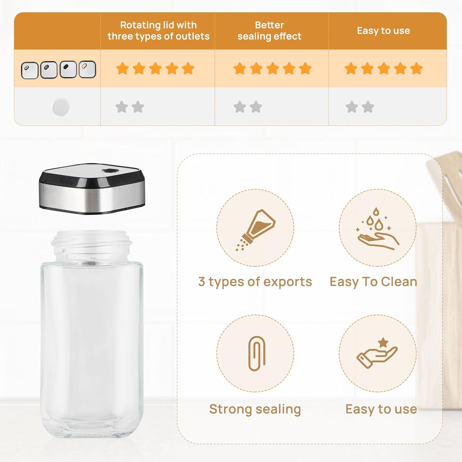 CARLA HOME Rotating Spice Rack Organizer with 20 Glass Jars for Kitchen Countertop-1992735296076255234