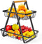 CARLA HOME 2-Tier Fruit Basket Stand for Kitchen Countertop for Fruits, Vegetables, Bread & Snacks with Wooden Handle-1992735293362540544