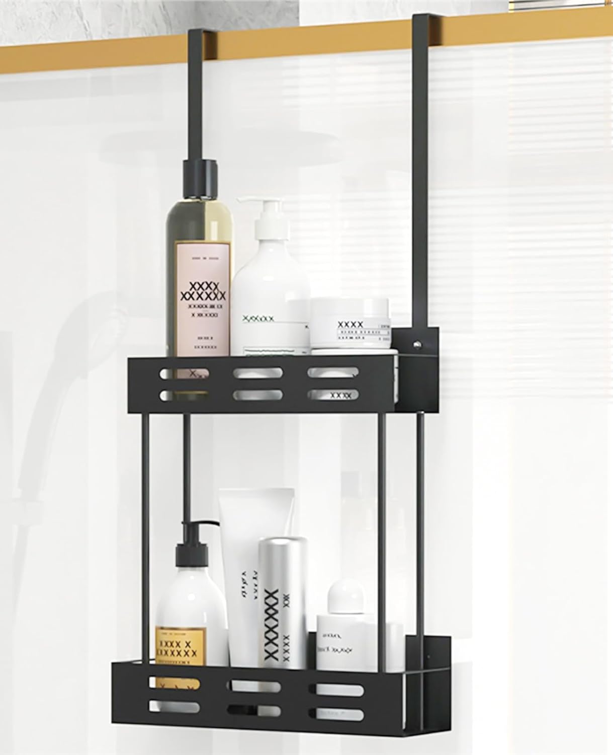 CARLA HOME Over the Door 2-tier Shower Caddy Organizer Shelf with Hooks for Bathroom-1992735298336985088