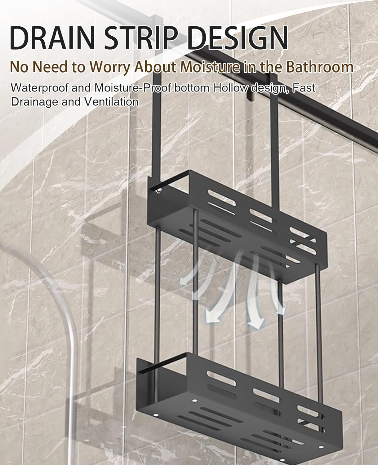 CARLA HOME Over the Door 2-tier Shower Caddy Organizer Shelf with Hooks for Bathroom-1992735298336985092