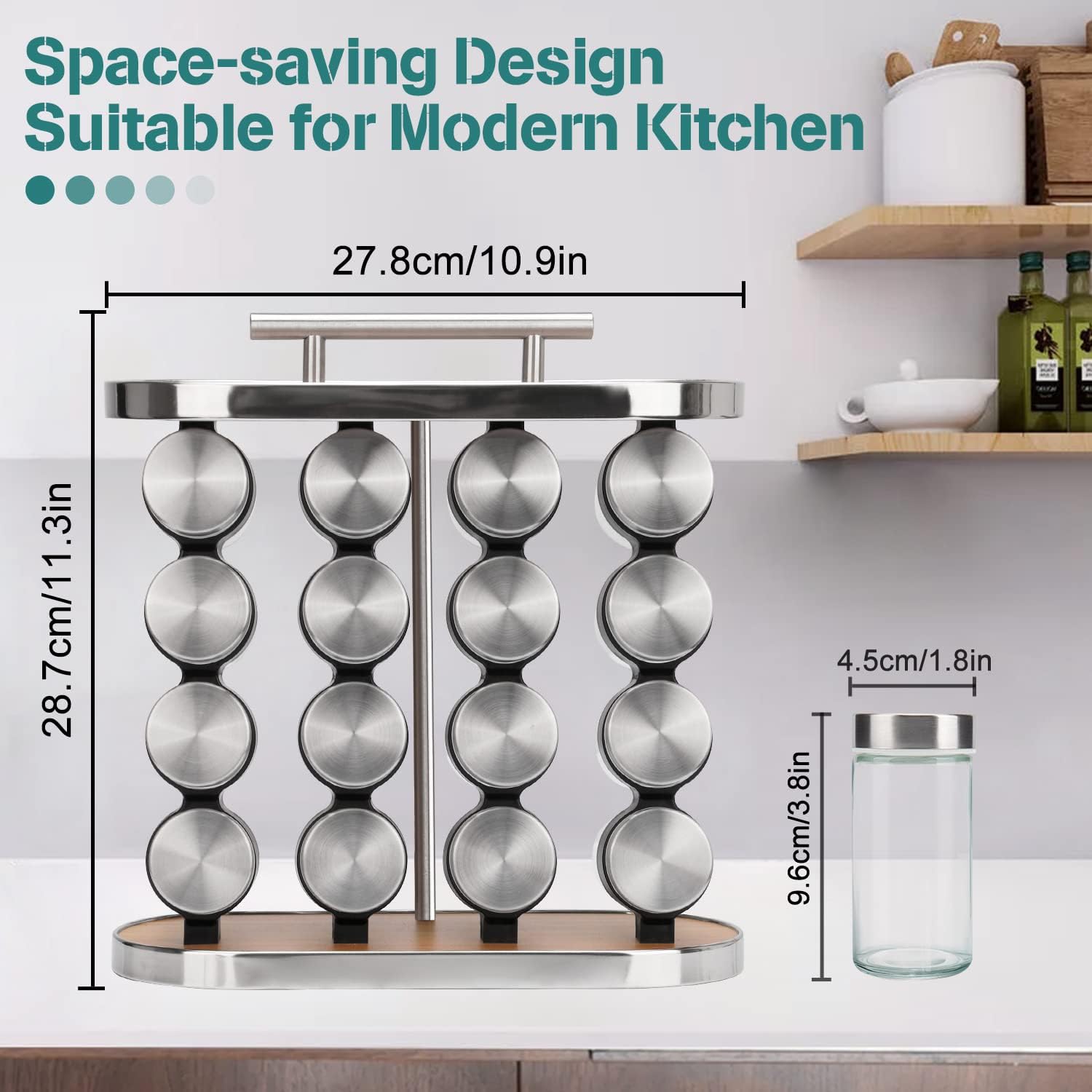CARLA HOME 20-Jar Spice Rack Organizer Storage for Kitchen Countertop or Cabinet-1992735301285580801