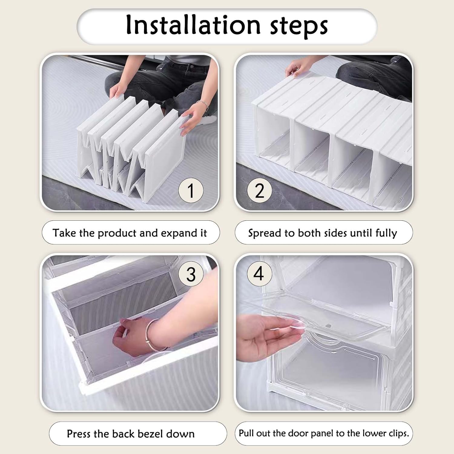 CARLA HOME 6-Tier Stackable Shoe Storage Box Organizer with Clear Door for Closet, Entryway or Cabinet-1992735297300992008