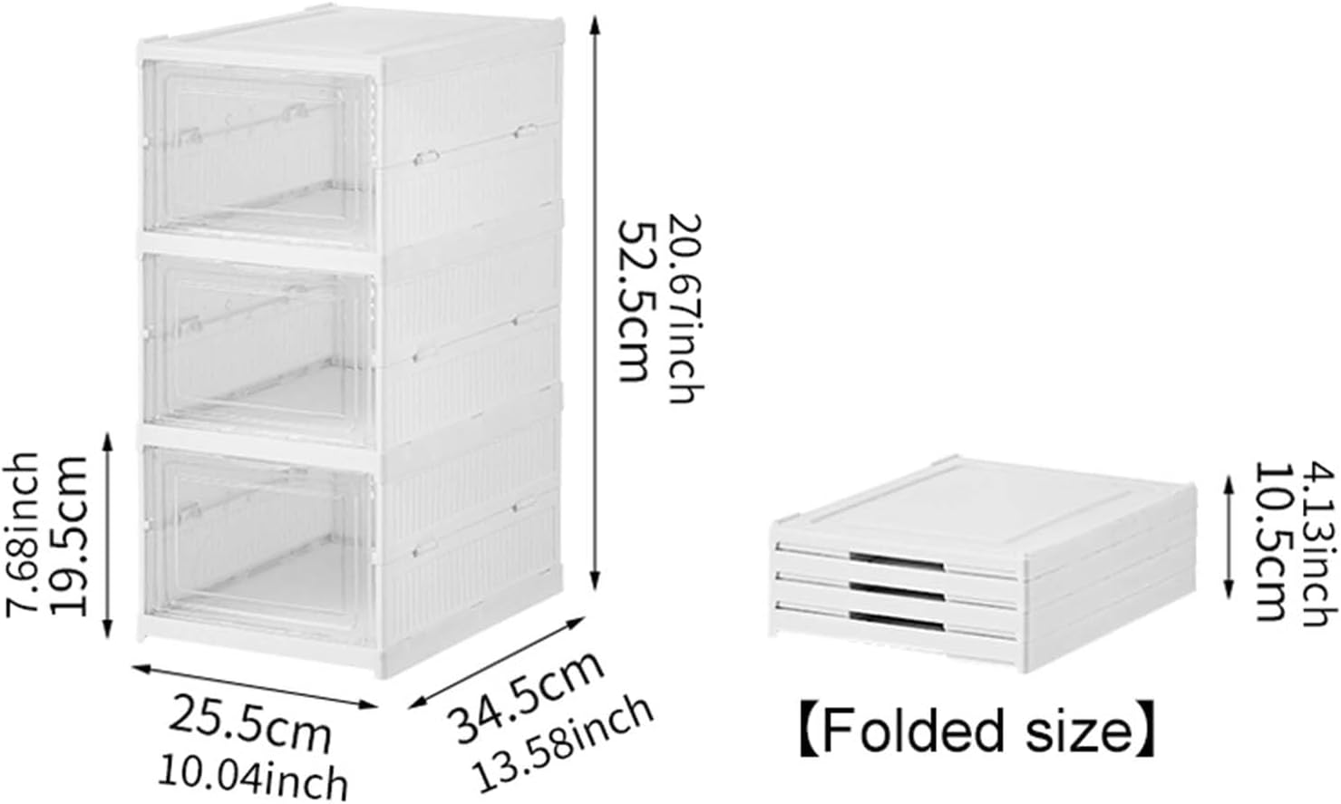 CARLA HOME 3-Tier Stackable Shoe Storage Box Organizer with Clear Door for Closet, Entryway or Cabinet-1992735295149314049