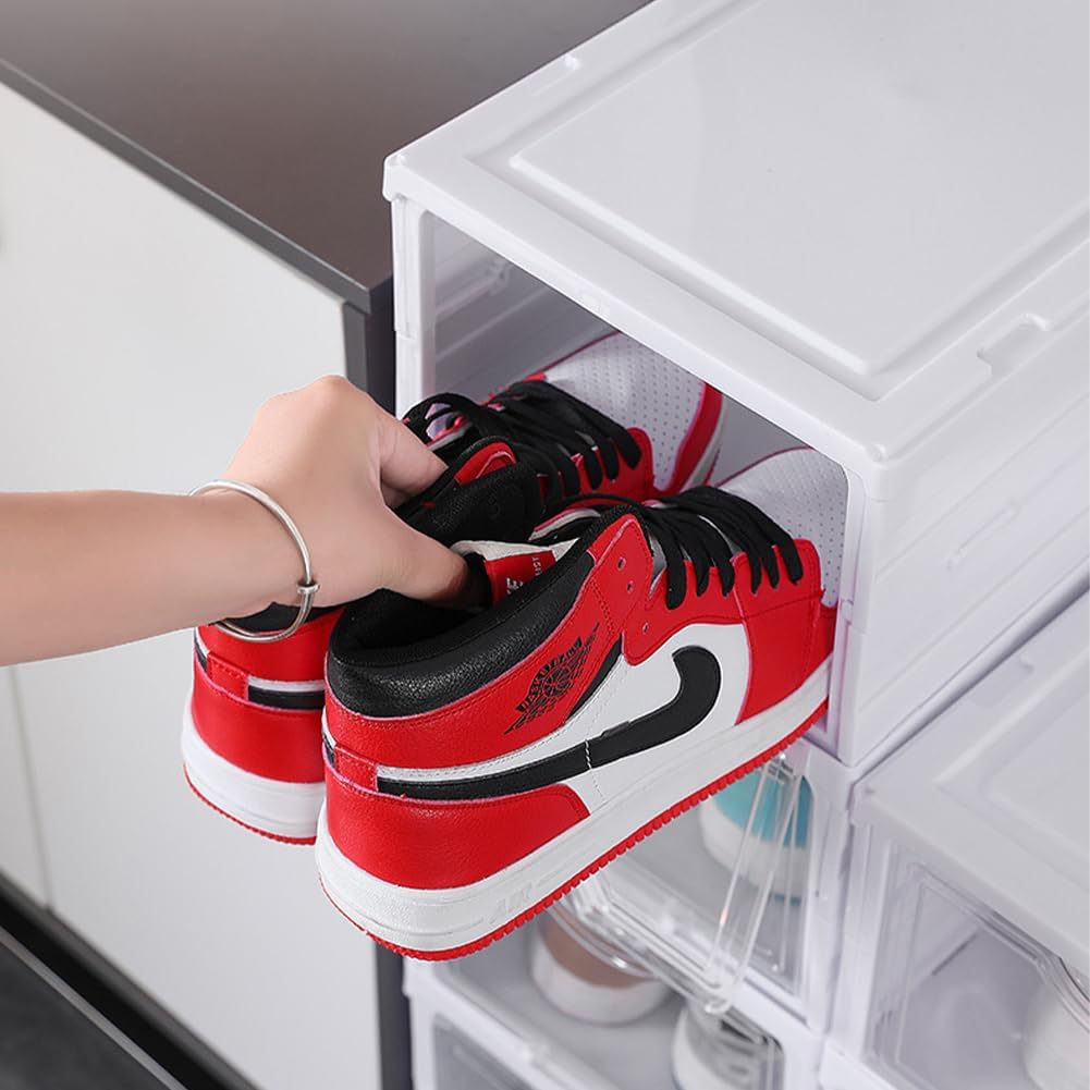 CARLA HOME 3-Tier Stackable Shoe Storage Box Organizer with Clear Door for Closet, Entryway or Cabinet-1992735295149314054