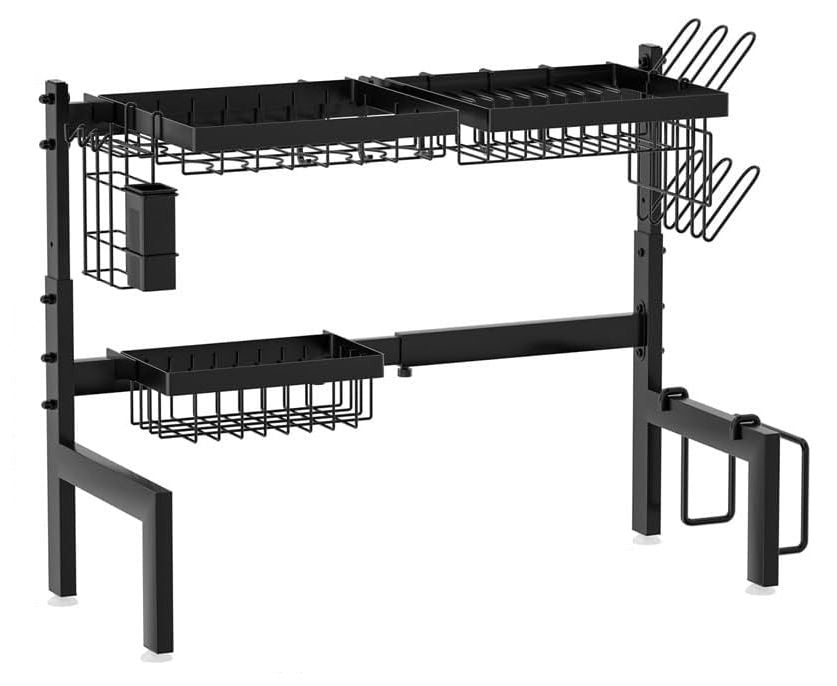 CARLA HOME Adjustable Over the Sink Dish Drying Rack with Utensil Holder, Hooks & Cutting Board Rack for Kitchen Counter Storage-1992735294436282376