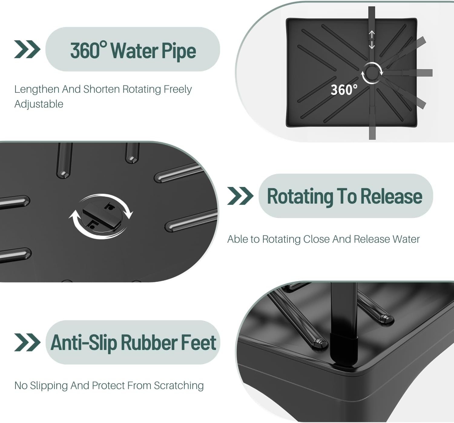 CARLA HOME 2-Tier Large Dish Drying Rack with Drainboard, Utensil Holder, Glass Hooks & Cutlery Storage (Black)-1992735292666286085