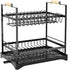 CARLA HOME 2-Tier Large Dish Drying Rack with Drainboard, Utensil Holder, Glass Hooks & Cutlery Storage (Black)-1992735292666286088