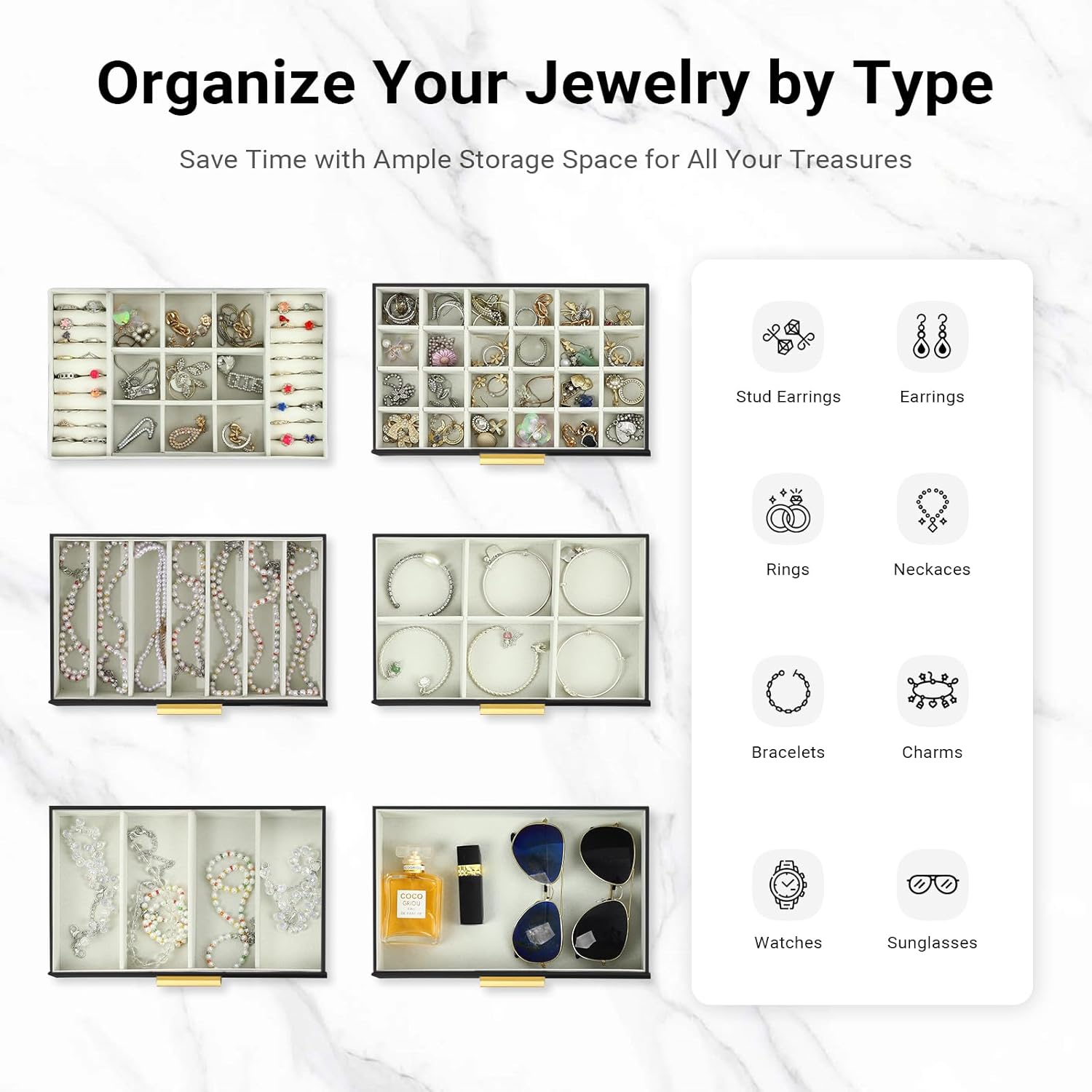 CARLA HOME  6-Layer Large Jewelry Organizer Box for Women with Mirror, Drawers, Hooks & Dividers for Rings, Necklaces, Bracelets, Ideal Gift for Women (Black)-1992735298160824325