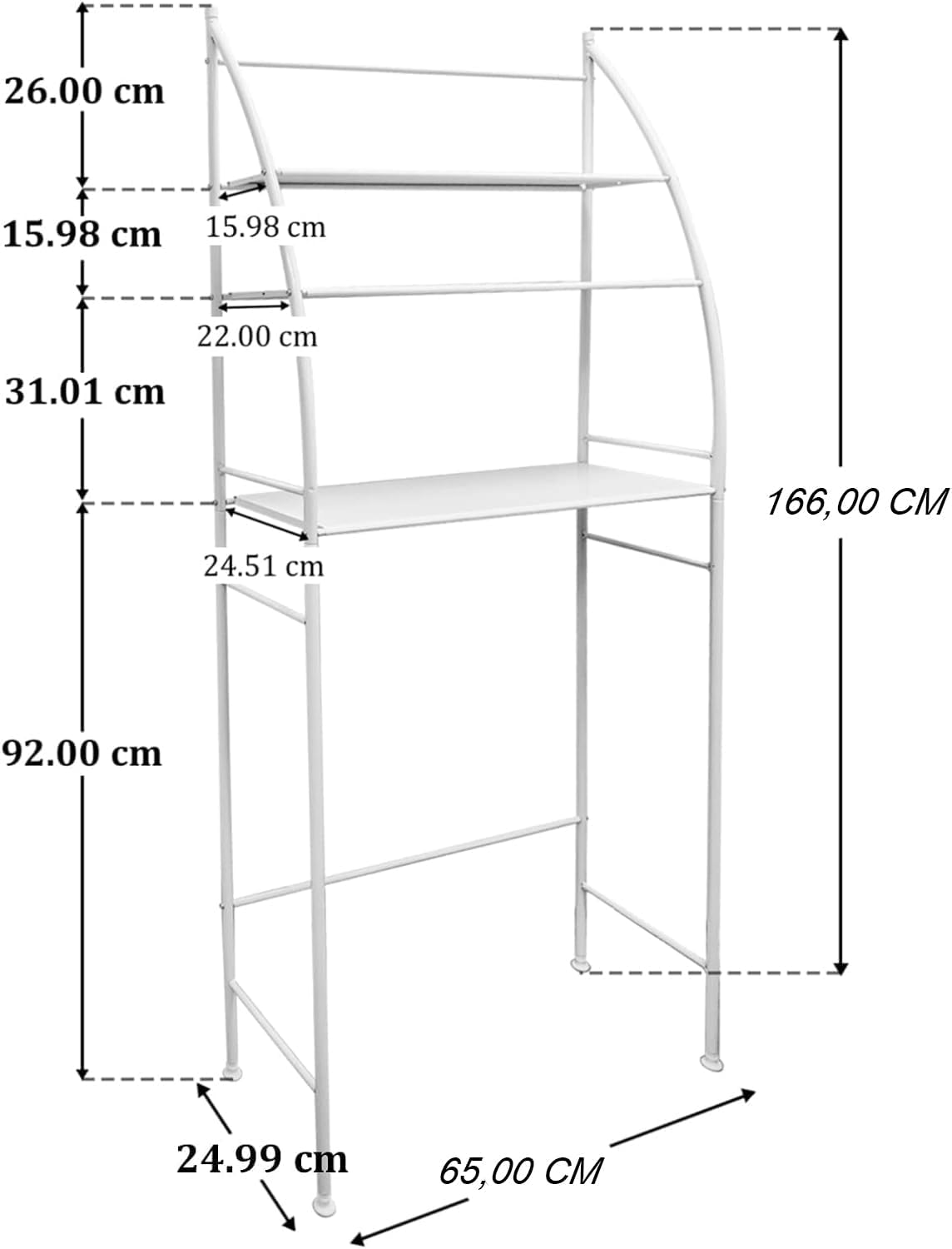 CARLA HOME 3-Tier Over Washing Machine Storage Rack for Laundry Room Space Saving, Towels, Detergent & Bathroom Essentials-1992735298685112322