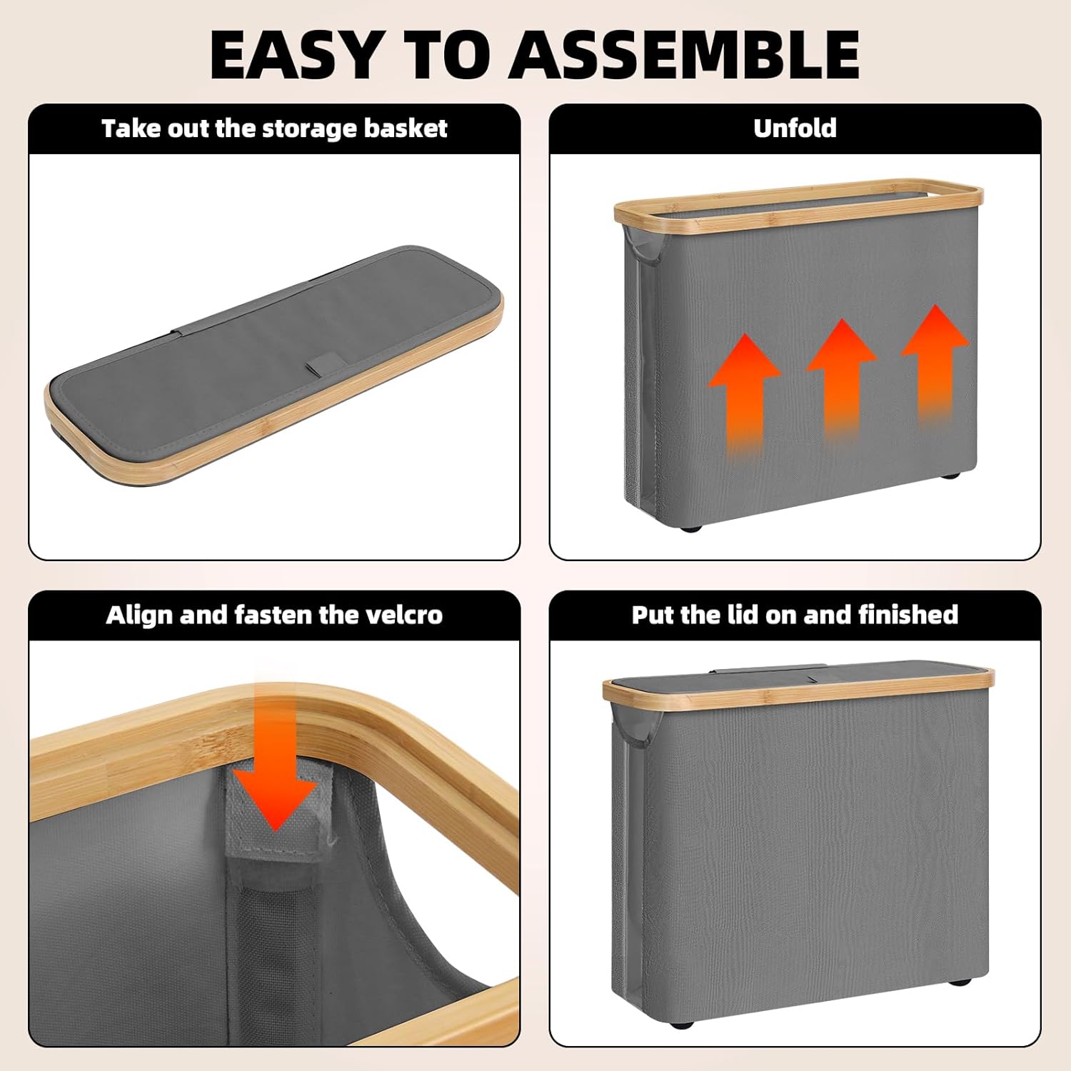 CARLA HOME 2 pack Toilet Paper Storage Basket Holds Up to 12 Rolls with Bamboo Lid and Handle for RV Closet (Grey)-1978962264329424902