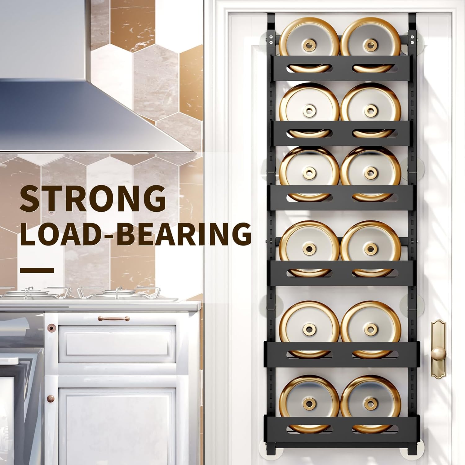 CARLA HOME 6 Tier Over the Door Organizer with Adjustable Metal Pantry Storage Rack and Hanging Baskets for Kitchen and Bathroom-1992735288631365634