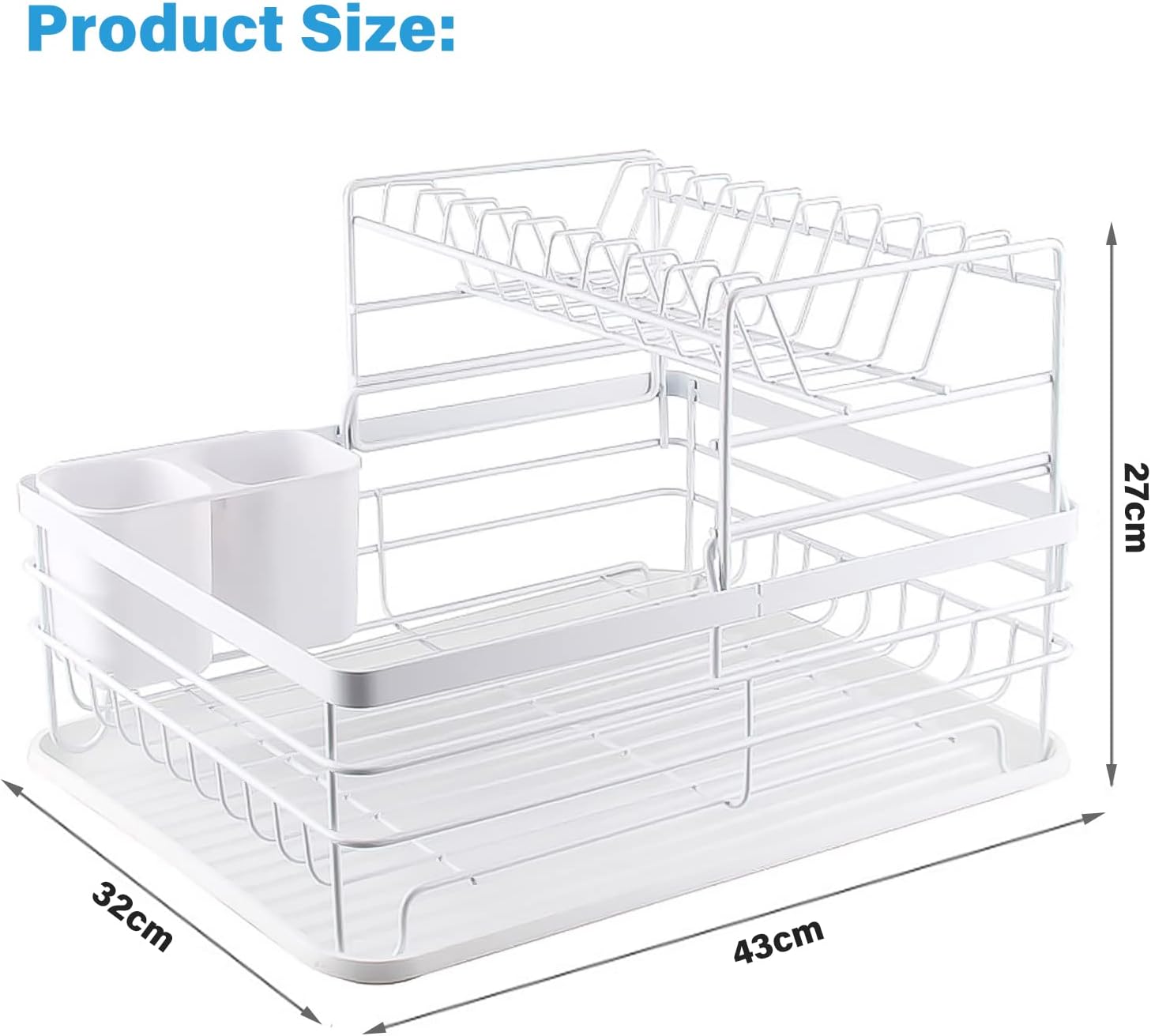 CARLA HOME 2-Tier Dish Drying Rack for Kitchen Counter with Removable Drip Tray, Utensil Holder and Cutlery Organizer-1992735290913067009