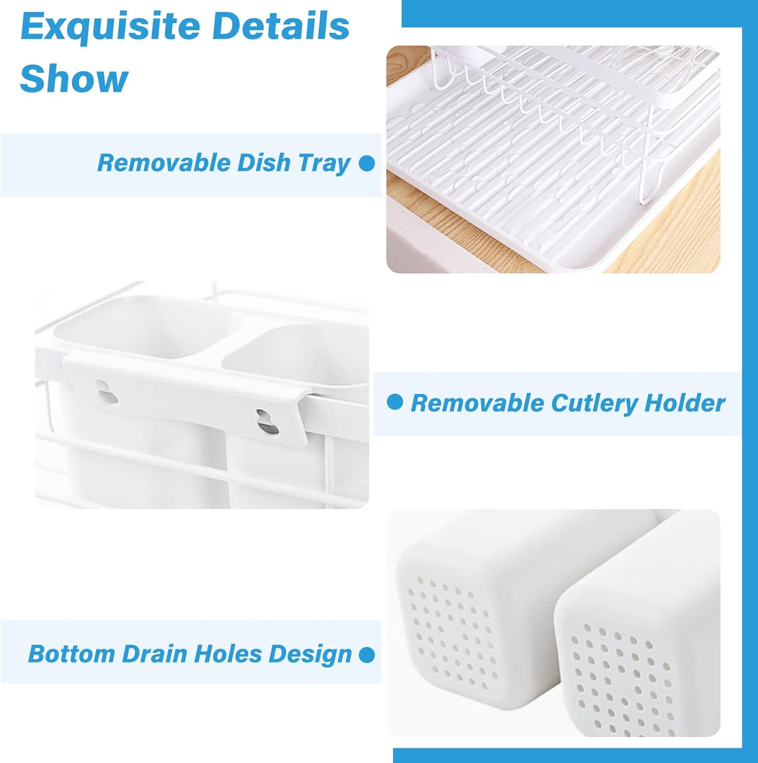 CARLA HOME 2-Tier Dish Drying Rack for Kitchen Counter with Removable Drip Tray, Utensil Holder and Cutlery Organizer-1992735290913067014