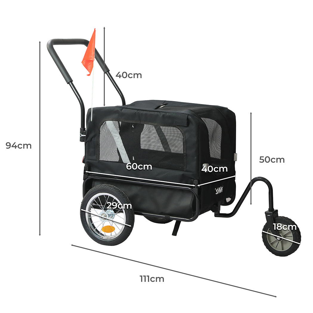 PaWz Pet Stroller Bike Trailer 2-IN-1 Sunroof-1910112547302936578