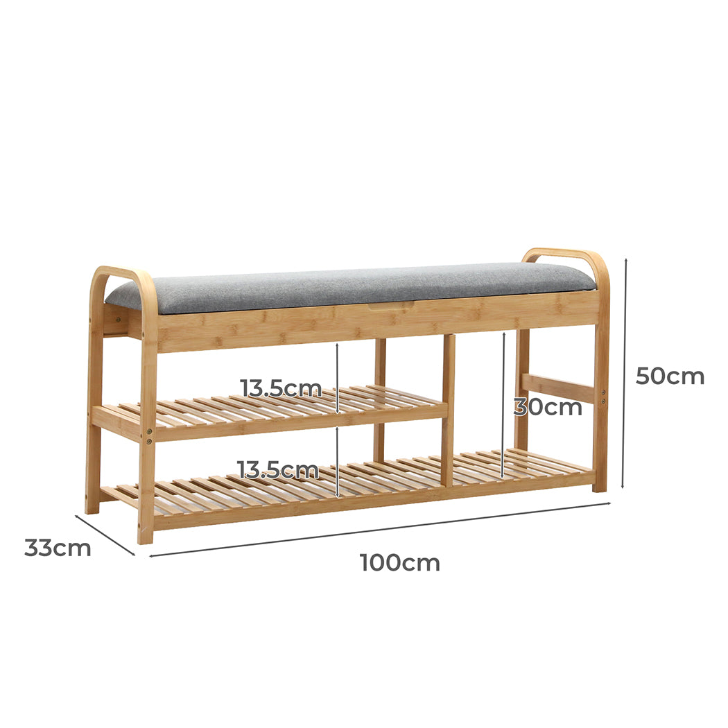 Levede Bamboo Shoe Rack Bench Entryway Seat-1910112204099817474