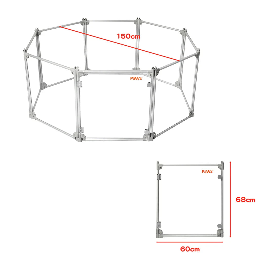 Pawz Pet Playpen Transparent Acrylic Clear Folding Dog Fence Kennel 8 Panel-2029387246305677314