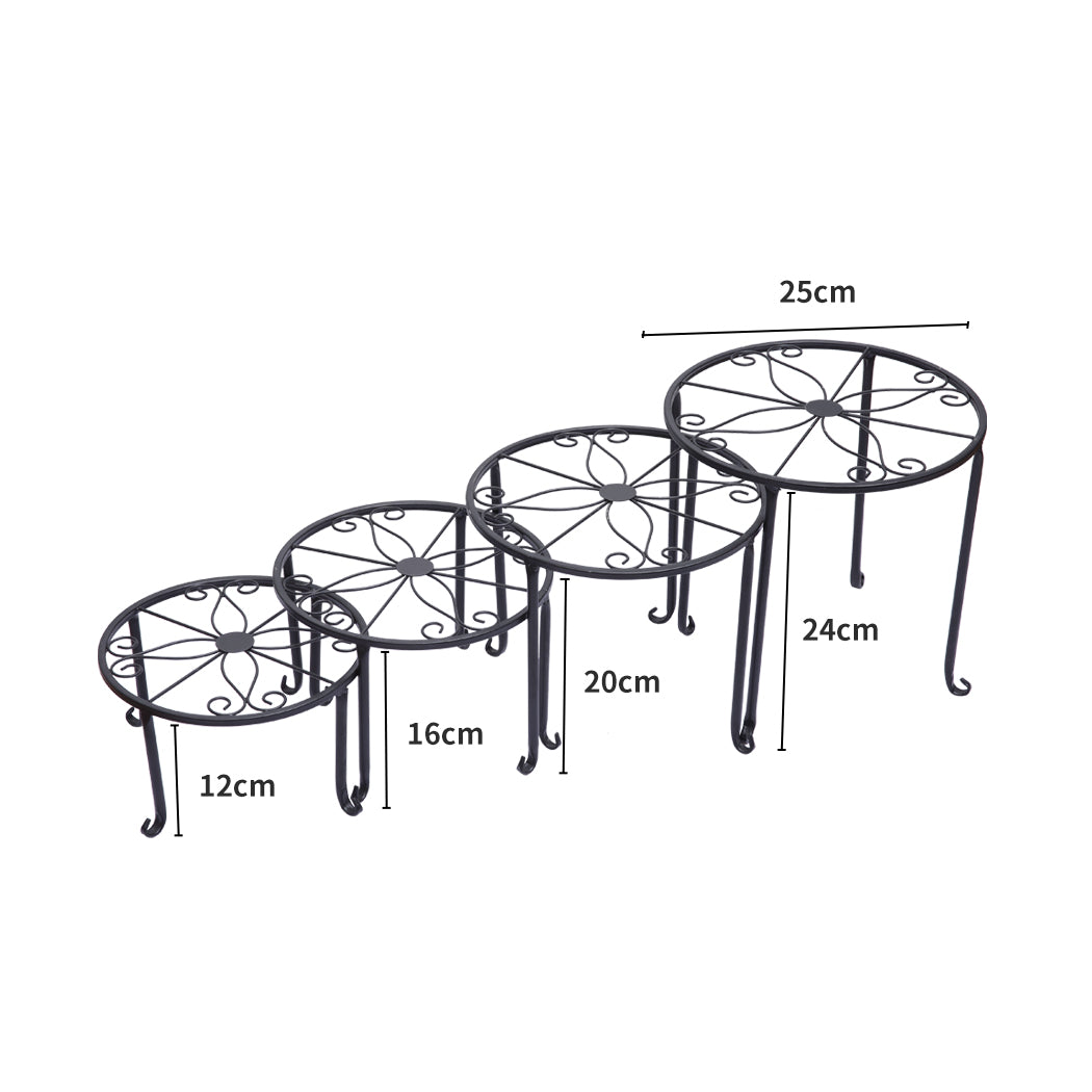 4 x Levede Metal Plant Stand Outdoor Black-1894516825329373186