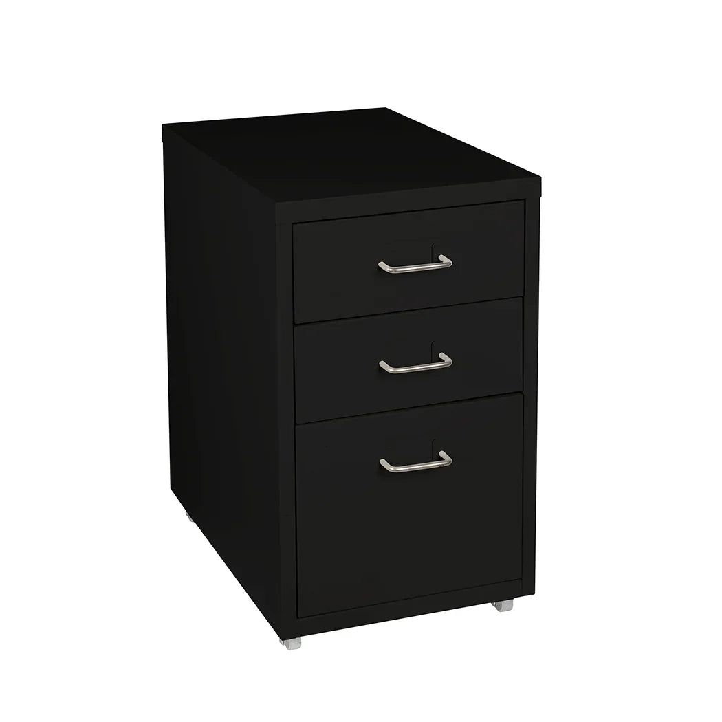 Levede 3 Drawer Office Drawers Cabinet Black-2018816765886337025