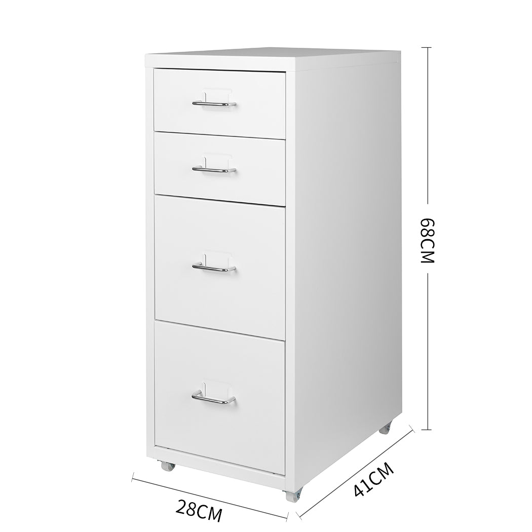 Levede 4 Drawer Office Drawers Cabinet White-2029387262000762882