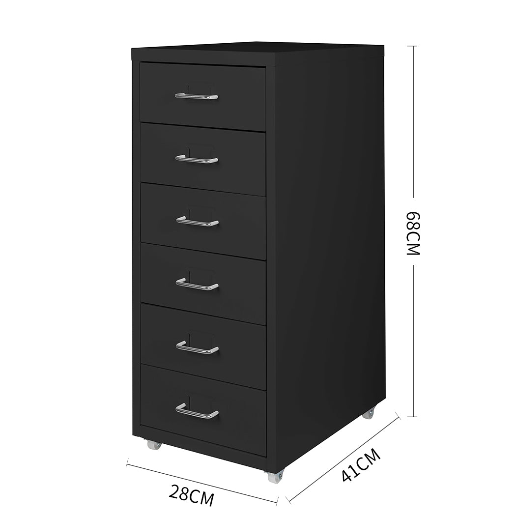 Levede 6 Drawer Office Cabinet Drawers Black-1864184250849431554