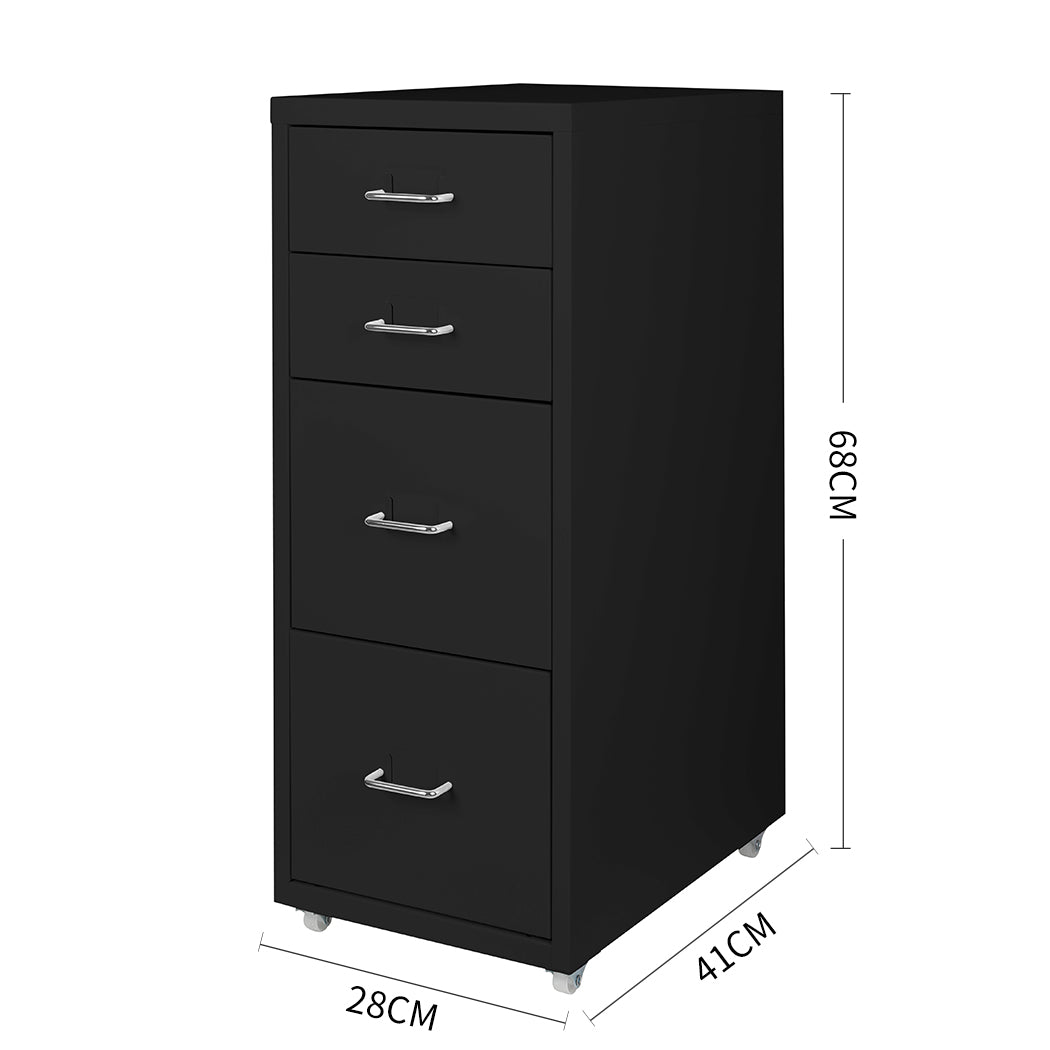 Levede 4 Drawer Office Drawers Cabinet Black-1864184249947656194