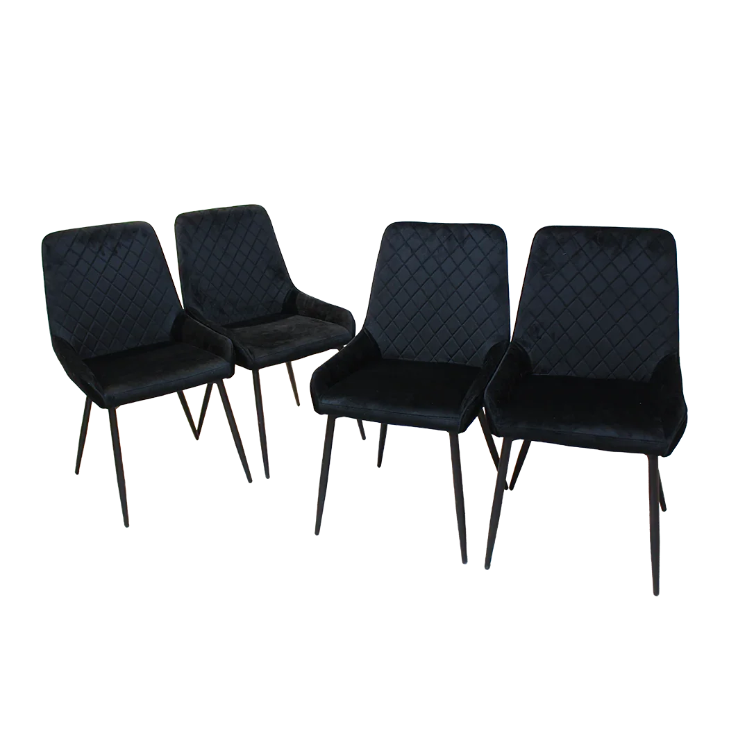 Dining Chairs x 8 Padded Seat Soft Velvet-2006732734201991176