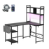 Levede L Shaped Gaming Desk with LED Lights Black-2006732738572455944