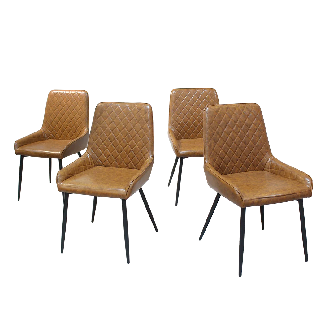 Dining Chairs x 8 Padded Seat PU Faux Leather-2018816926830170120
