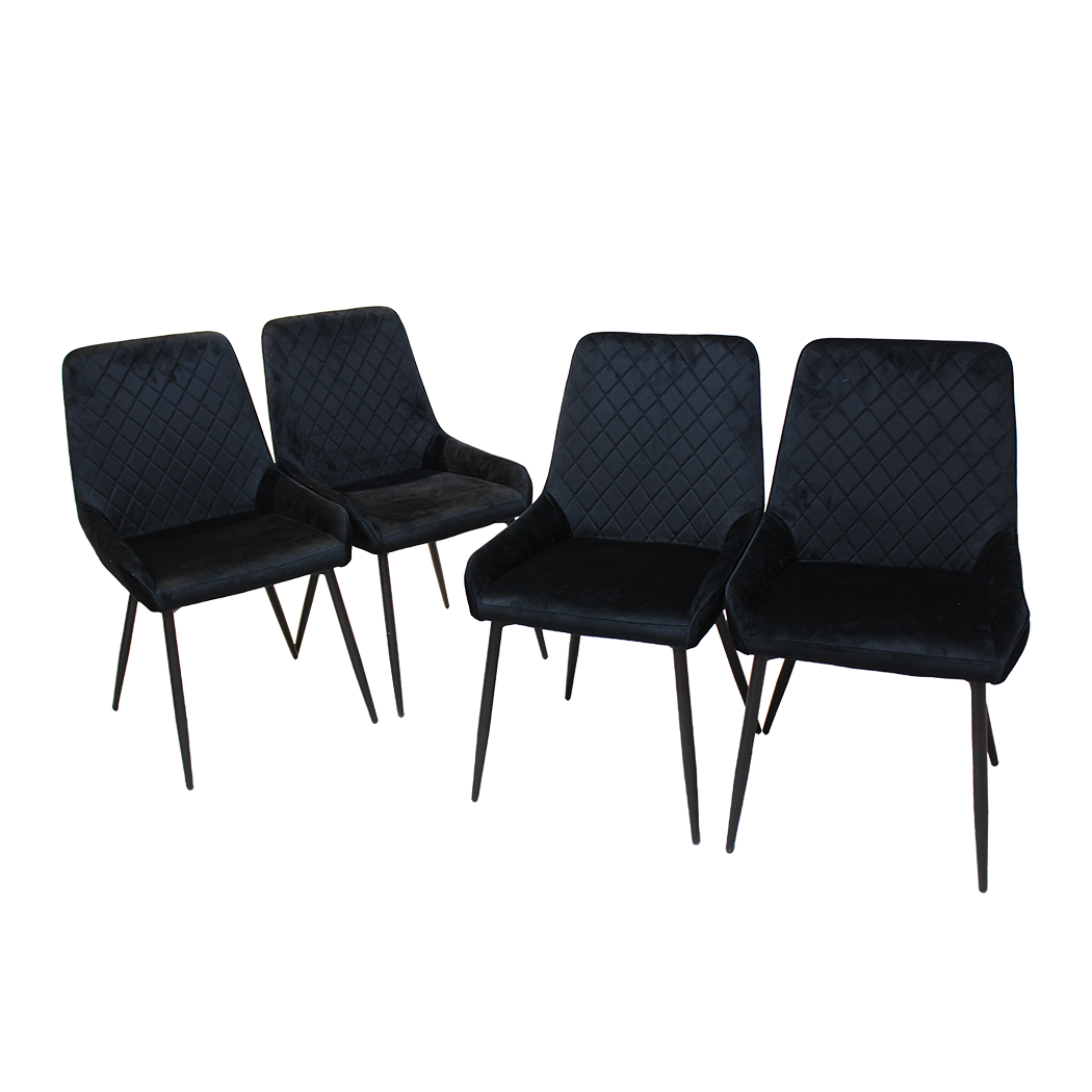 Dining Chairs x 8 Padded Seat Soft Velvet-1950769994770026504