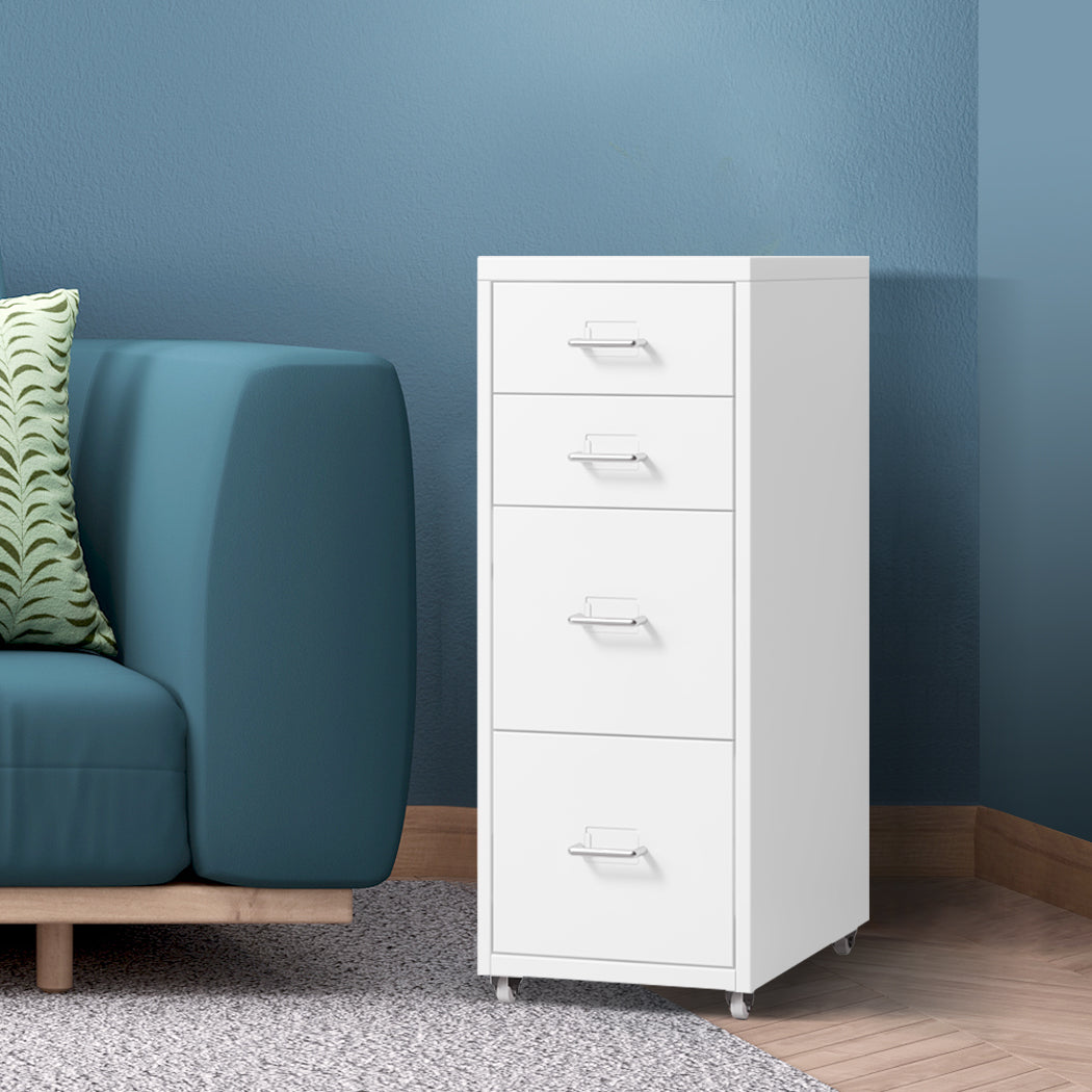 Levede 4 Drawer Office Drawers Cabinet White-2029387262000762888