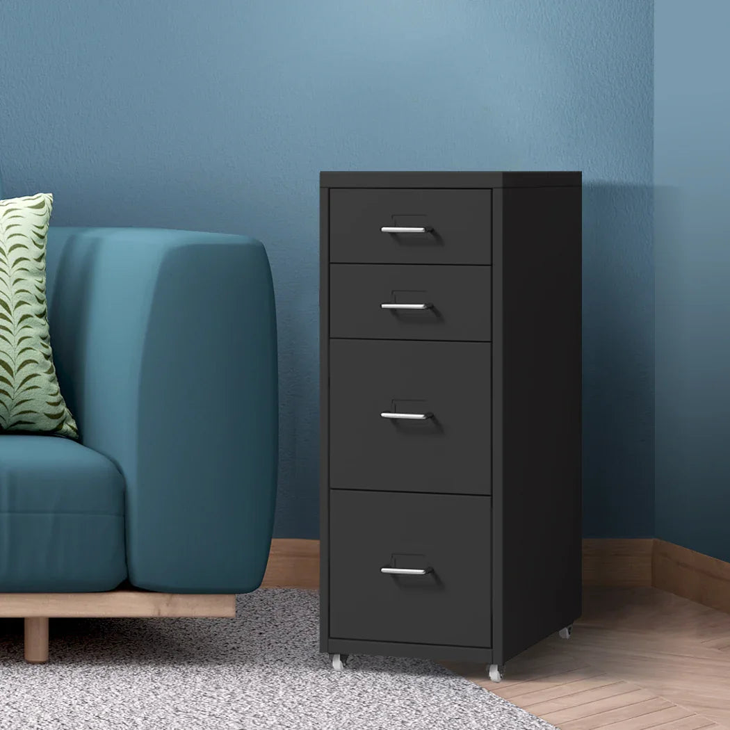 Levede 4 Drawer Office Drawers Cabinet Black-2018816806352982024