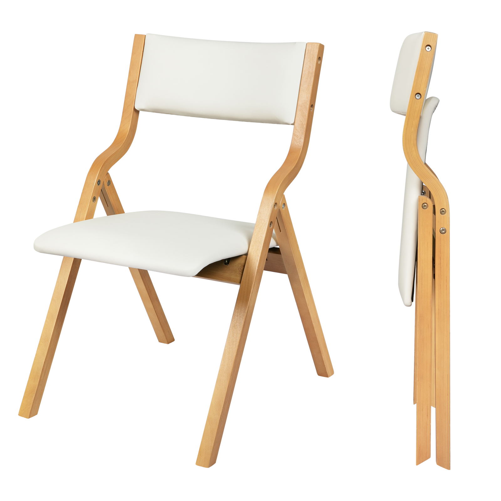 Levede 6x Dining Chairs Foldable PU Beige-1975420358072864776