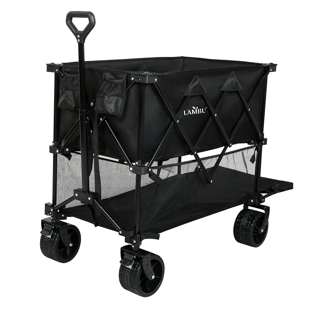 Lambu Folding Wagon Cart Double Shelves-2006732894810279944