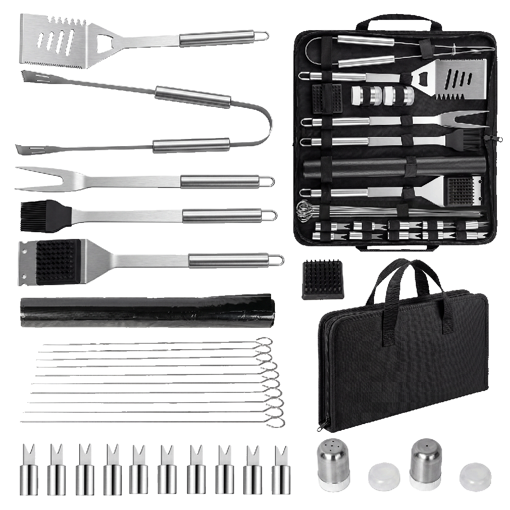 Moyasu 29Pcs BBQ Tool Set Stainless Steel Grill Cook Barbecue Grill Utensils Kit-2102558712077094920