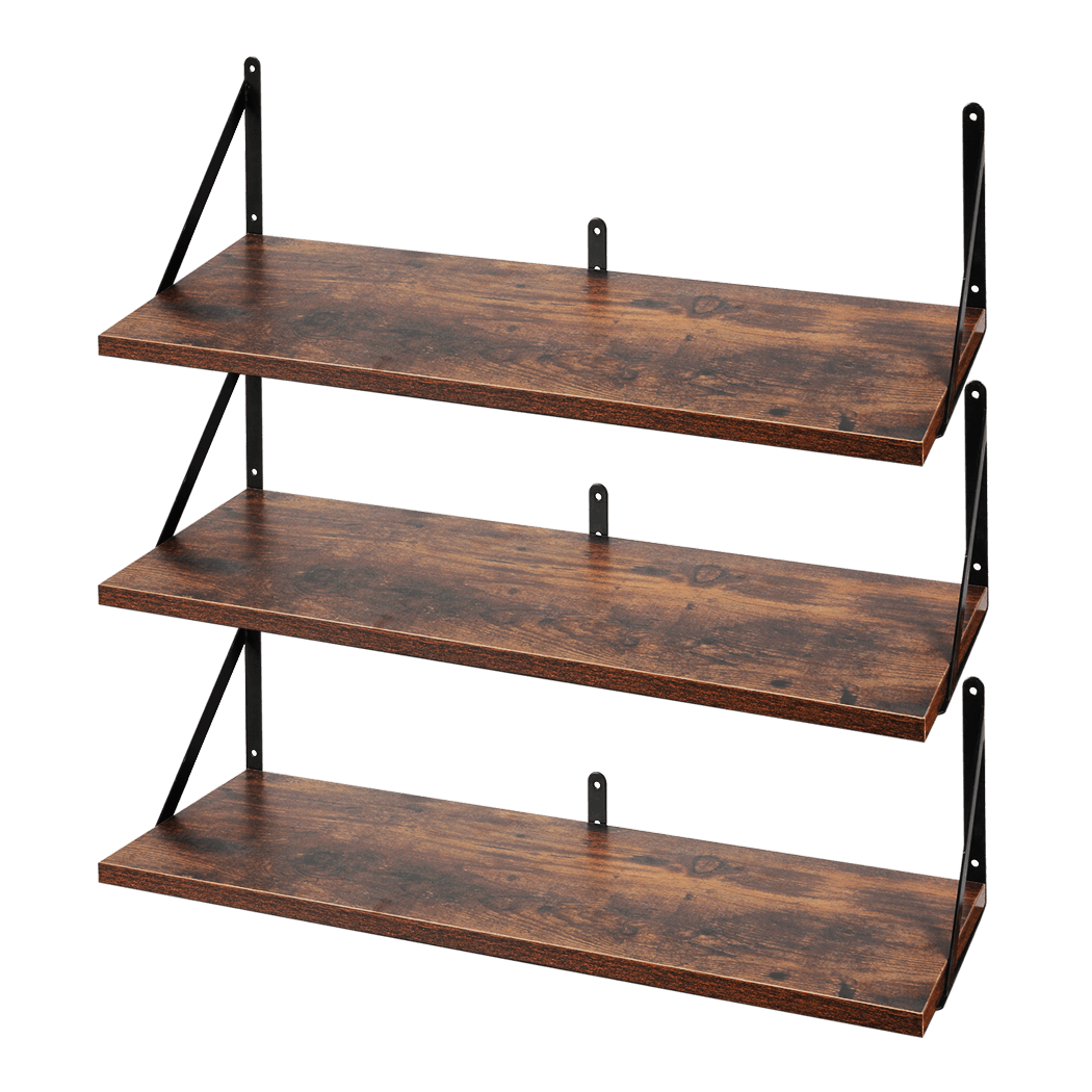 Levede Floating Shelves 3 Pcs Wall Mounted Rustic Storage Display Rack Bedroom-2072893561120100360