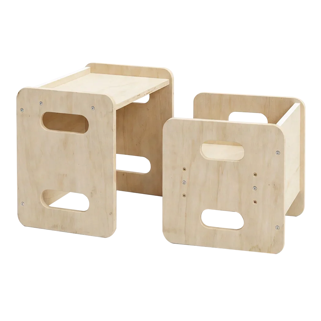 Levede Kids Table and Chair Set Dining Adjustable Toddler Activity Desk Wood-2050056790732836872