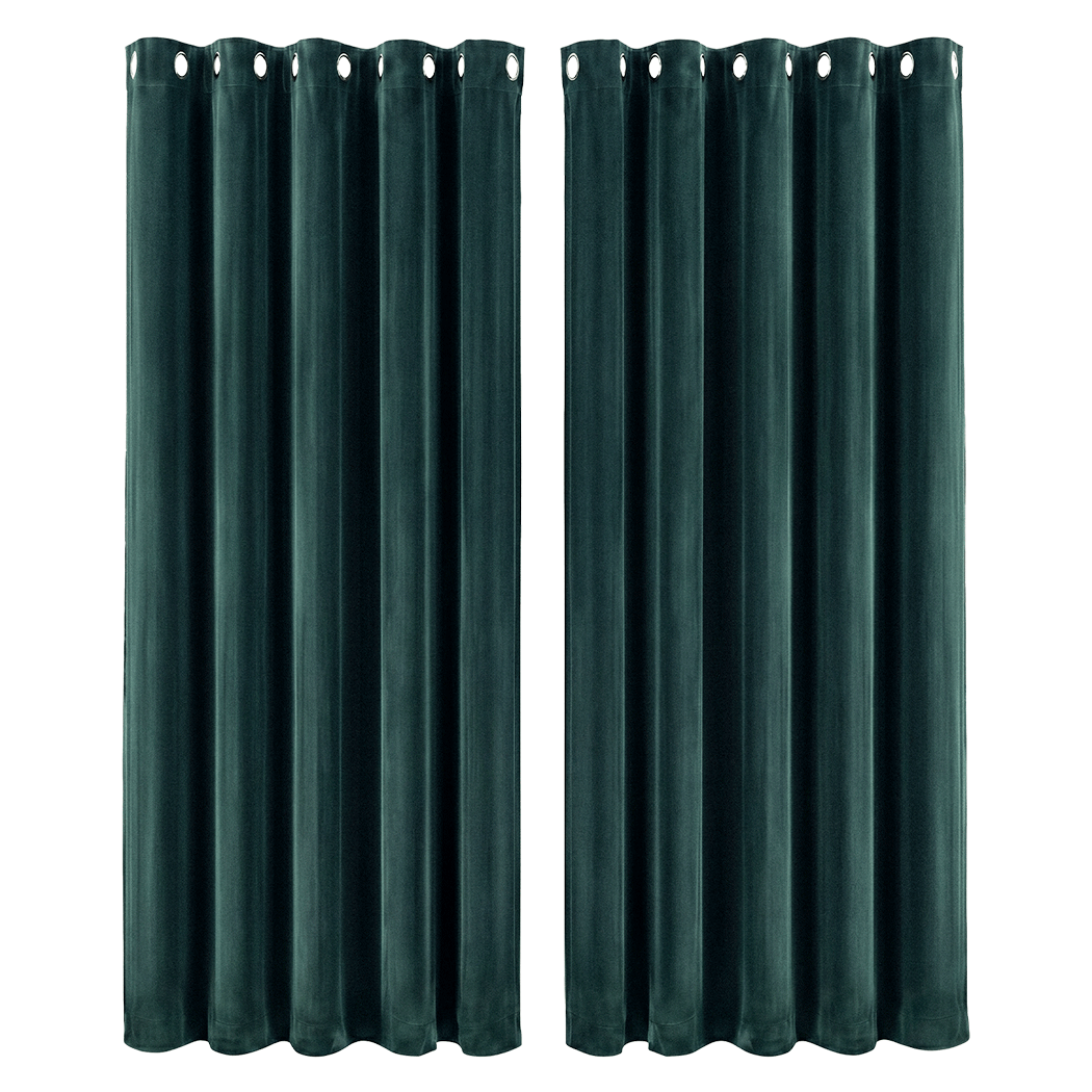 Marlow Blackout Curtains 2-Panel Velvet Room Darkening Eyelet Curtains 240x230cm-2072893568745345032