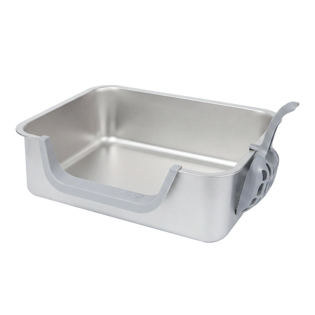 Pawz Stainless Steel Cat Litter Box Low Entry Tray Non-Stick Easy to Clean-2072893573866590208